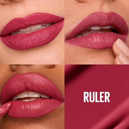 Maybelline Super Stay Matte Ink Liquid Lipstick - Long-Lasting High Impact Color, Up to 16 Hours Wear, Ruler Shade, Deep Cranberry, 1 Count (Packaging May Vary)