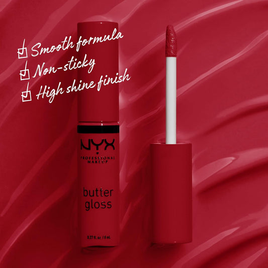 NYX Professional Makeup Butter Gloss - Non-Sticky Lip Gloss in Rocky Road (Wine)