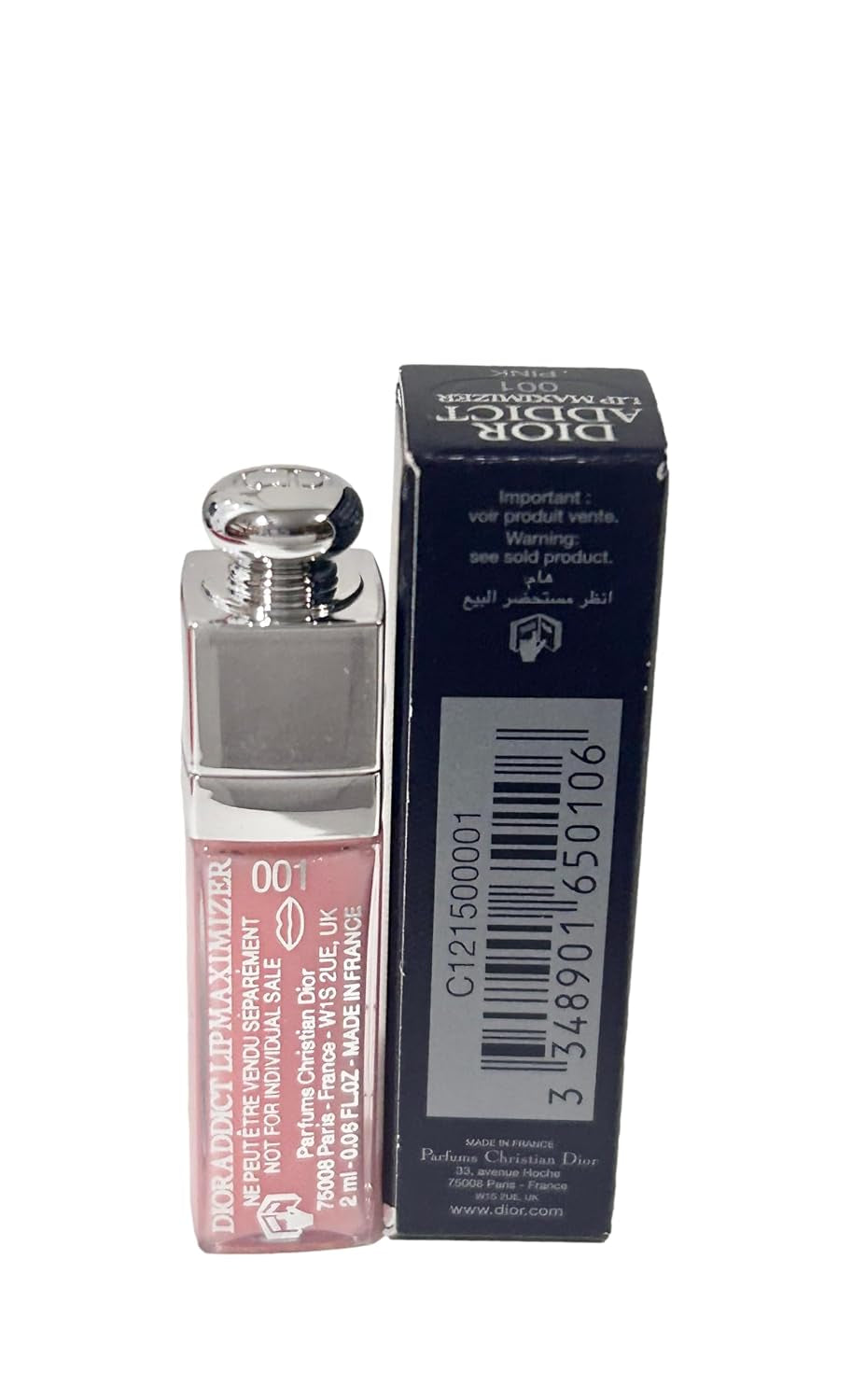 Dior Addict Lip Maximizer Plumping Gloss in Shade #001 Pink - Mini Travel Size (2 ml / 0.06 fl oz)