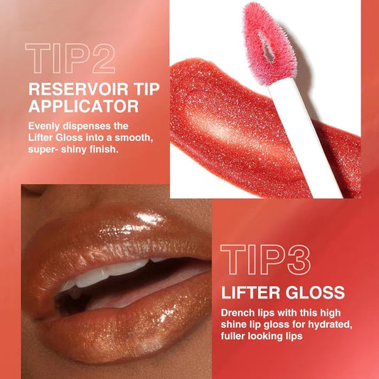Nude Brown Plumping Glitter Lip Gloss for Women - High Pigment, Long-Lasting, Moisturizing Formula with Natural Oil Shimmer (Shade 02)
