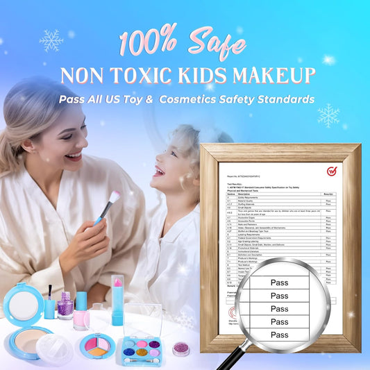 INNOCHEER Children's Makeup Set - Washable Frozen-Themed Makeup Kit for Girls, Ideal Birthday and Christmas Gift for Ages 3 to 12