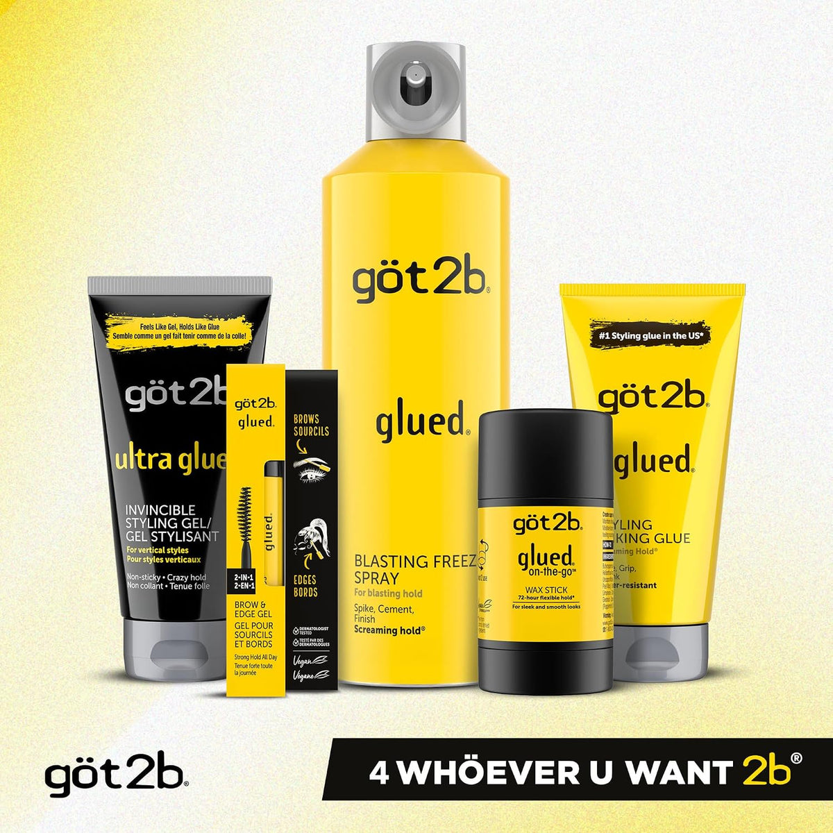Got2B Glued Styling Spiking Hair Gel, 6 oz Tubes - Set of 2 with Bonus 1.25 oz Travel Tube