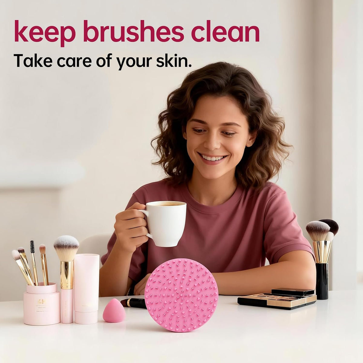 Norate Professional Makeup Brush Cleaner Solution with Cleaning Mat - 2 Piece Set
