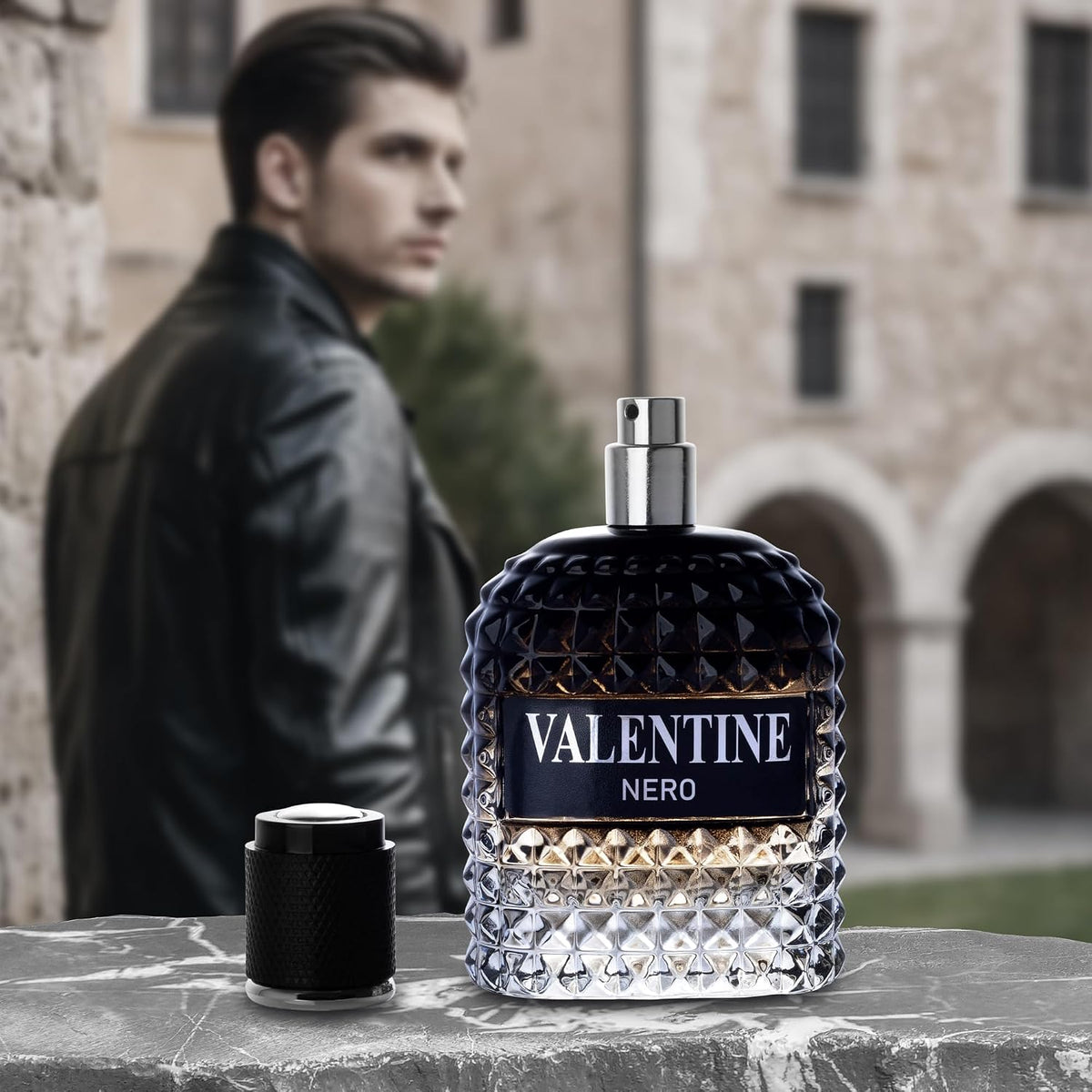 Valentine Nero for Men, Woody Aromatic Cologne, 3.4 Fl Oz