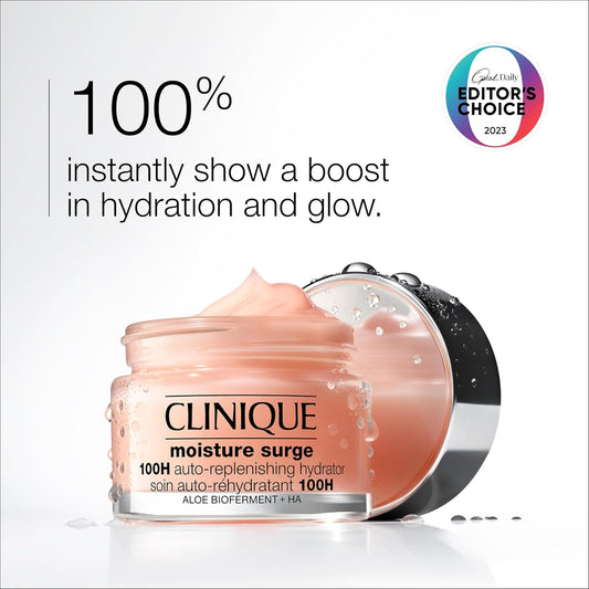Clinique Hydration Heroes Gift Set | Moisture Surge 100H Moisturizer | Moisture Surge Overnight Mask | Lip Treatment | Hydrating + Glow | Includes 3 Travel Size Pieces