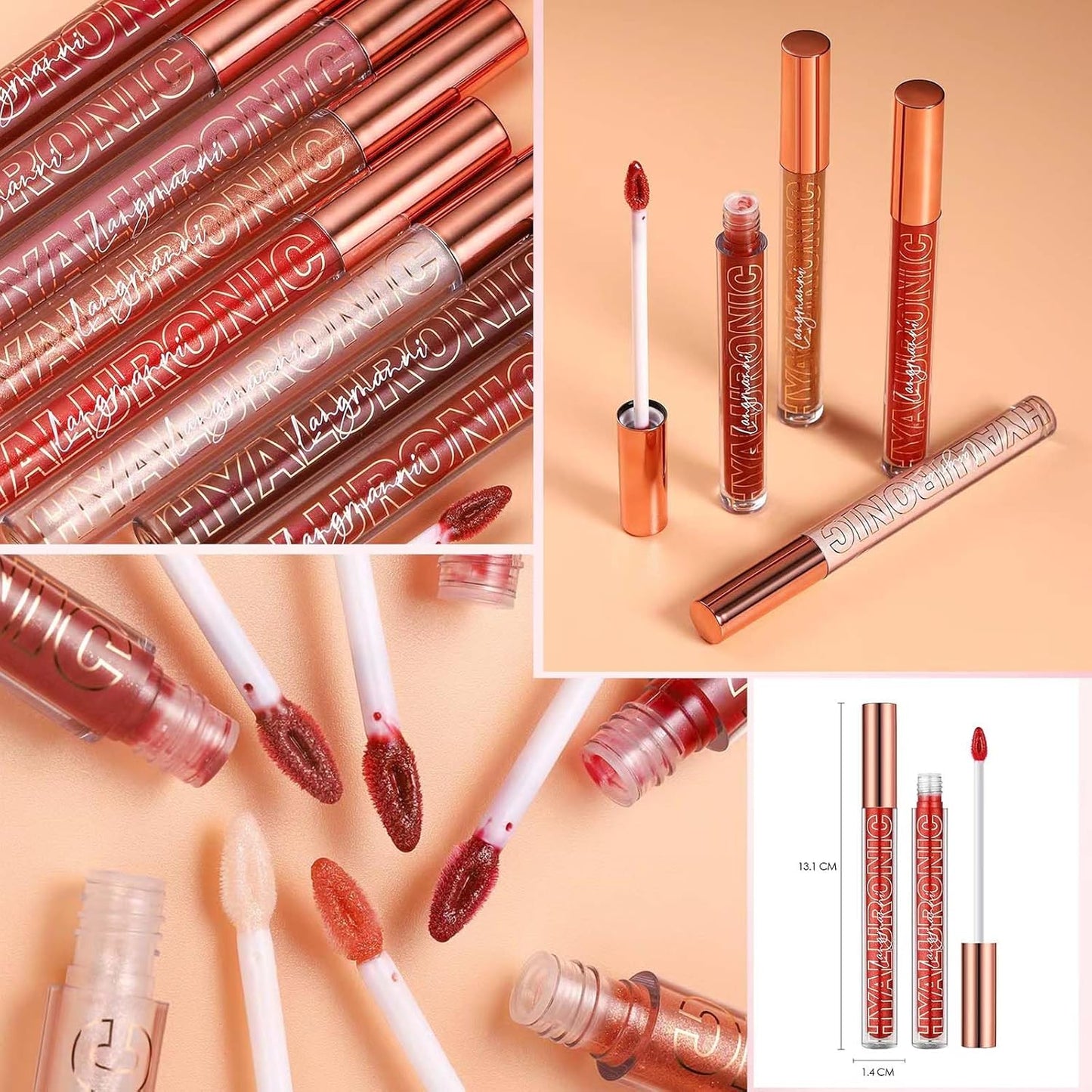 Nude Brown Plumping Glitter Lip Gloss for Women - High Pigment, Long-Lasting, Moisturizing Formula with Natural Oil Shimmer (Shade 02)