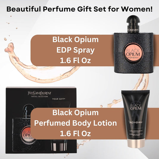 Yves Saint Laurent Black Opium Eau De Parfum Spray 50ml and Shimmering Moisturizing Fluid 50ml Set