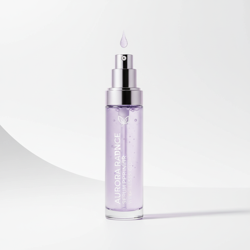 Serum face primer in sleek pump bottle