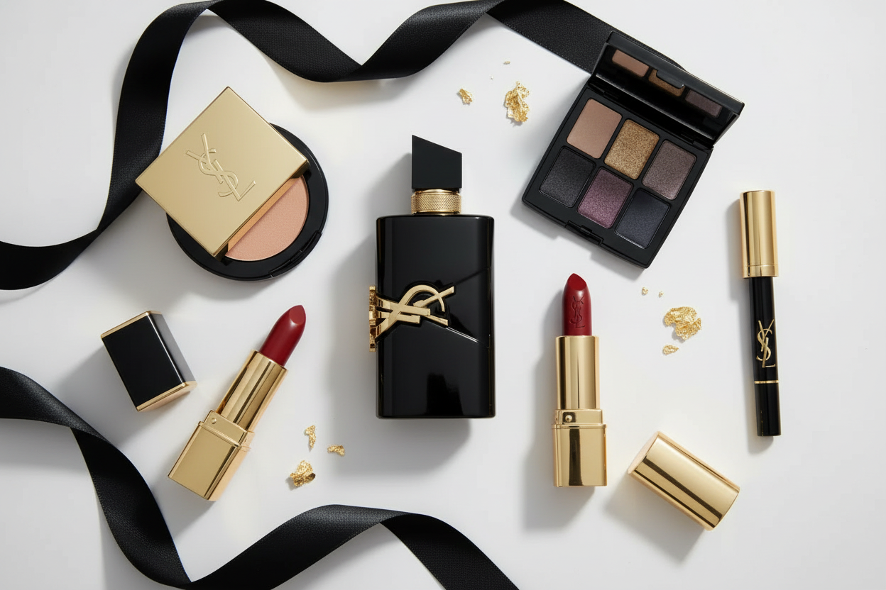 Luxury Beauty Flatlay - White Background