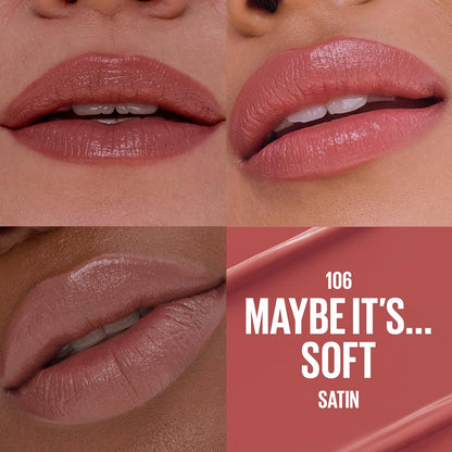 Maybelline Hydrating Serum Lipstick with 8 Hours of Moisture and Hyaluronic Acid, Maybe It's...Soft (Light Terracotta Rose Nude Satin)