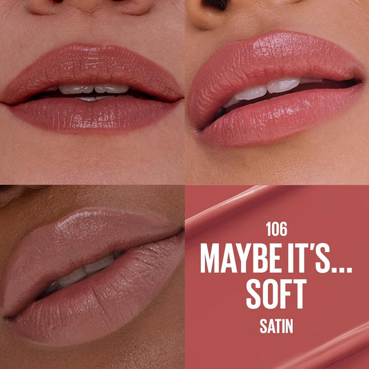Maybelline Hydrating Serum Lipstick with 8 Hours of Moisture and Hyaluronic Acid, Maybe It's...Soft (Light Terracotta Rose Nude Satin)