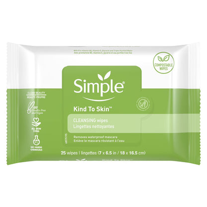 Kind to Skin Facial Cleansing Wipes - Gentle and Effective Makeup Remover, Free from Colorants, Artificial Fragrances, and Harsh Chemicals, 25 Wipes