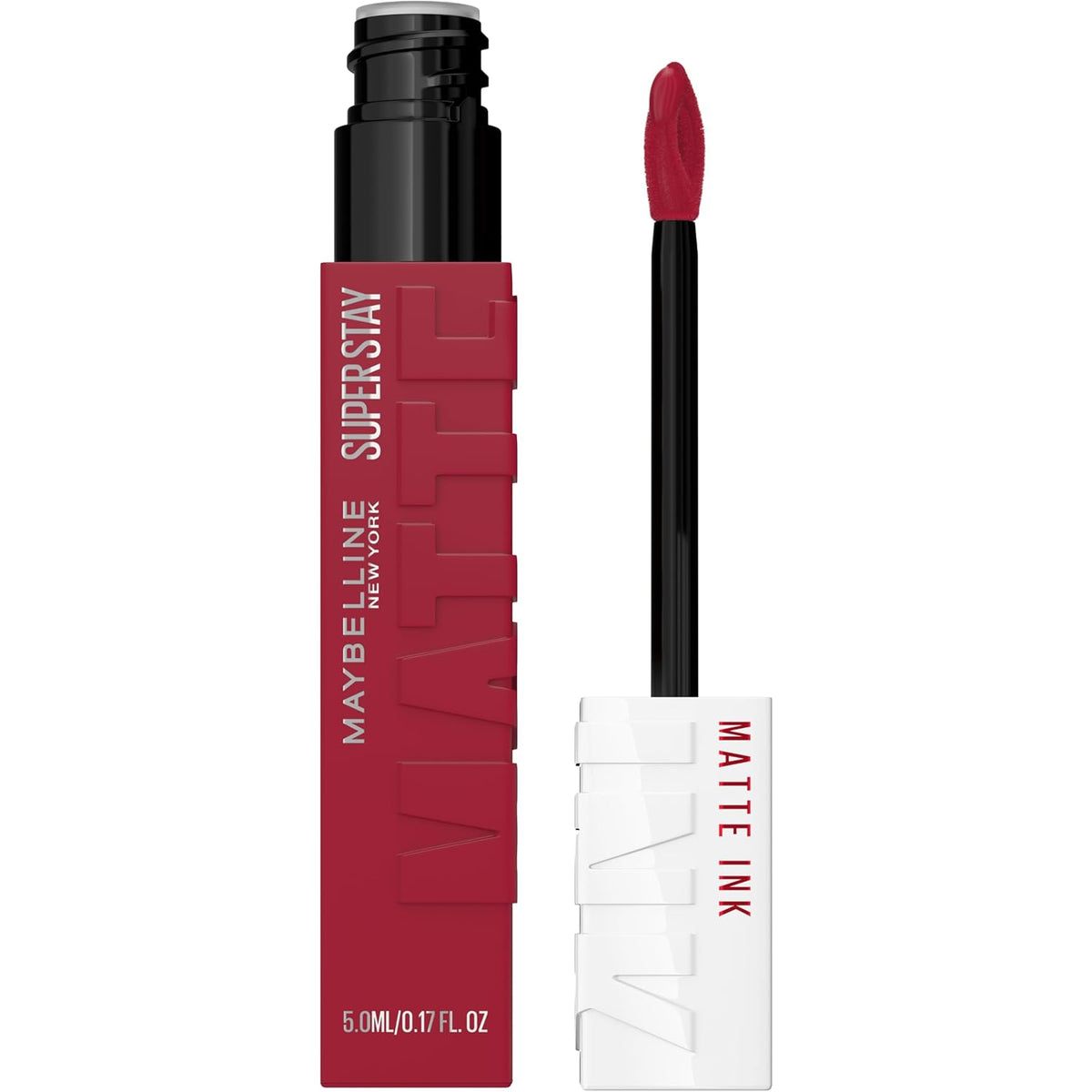 Maybelline Super Stay Matte Ink Liquid Lipstick - Long-Lasting High Impact Color, Up to 16 Hours Wear, Ruler Shade, Deep Cranberry, 1 Count (Packaging May Vary)