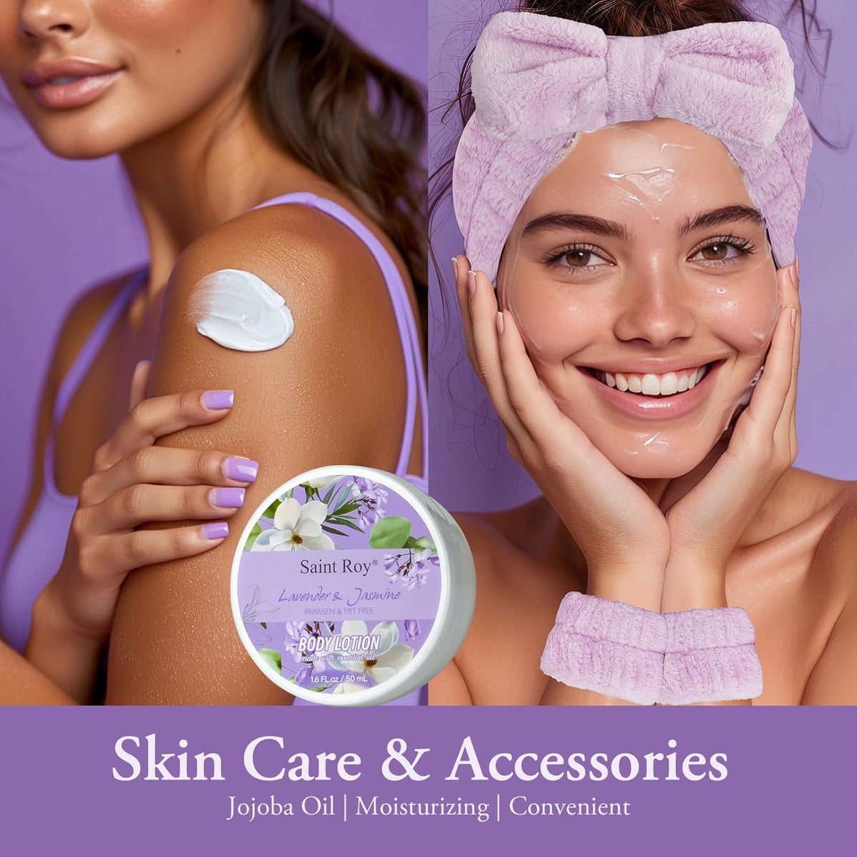 Home Spa Gift Basket for Women, Lavender Jasmine Bath & Body Care Kit