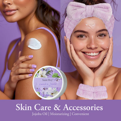 Home Spa Gift Basket for Women, Lavender Jasmine Bath & Body Care Kit