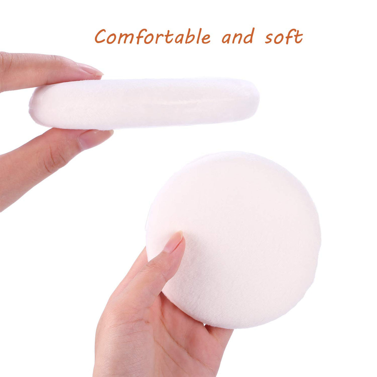 WSYUB Large Velour Powder Puffs - 4.13 Inch Soft Body Powder Applicators, 2 Pack, White, Round