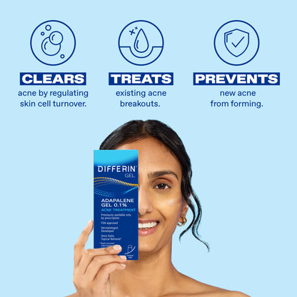 Adapalene 0.1% Retinoid Acne Treatment Gel, Fragrance-Free, 15g Tube - Prescription Strength for Effective Acne Clearance and Prevention