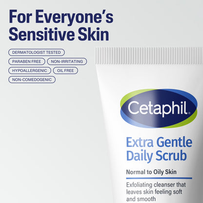 Extra Gentle Daily Face Scrub for Sensitive Skin, 6 Fl Oz - Exfoliating and Cleansing Formula