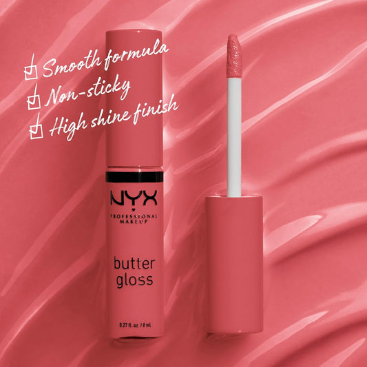 NYX Professional Makeup Butter Gloss - Non-Sticky Lip Gloss in Sorbet (Vibrant Coral)
