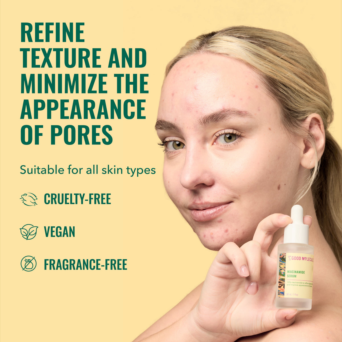 Niacinamide Serum, 10% Niacinamide for Texture and Pore Refinement, Brightening Facial Skincare, 1 Fl Oz