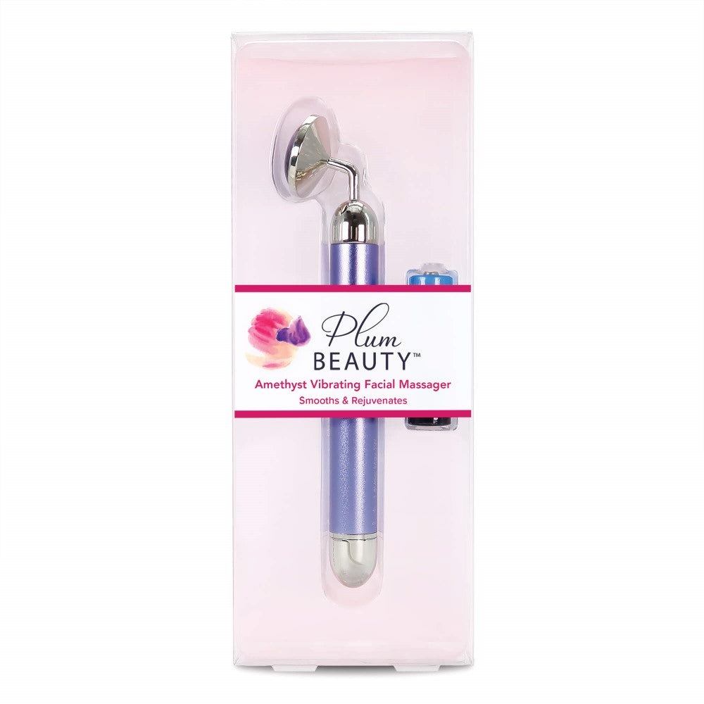 Plum Beauty Amethyst Rose Quartz Vibrating Facial Massager for Enhanced Skin Tightness and Tone