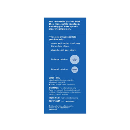 PM Overnight Spot Treatment Patches, Clear Hydrocolloid Dots, 40 Count