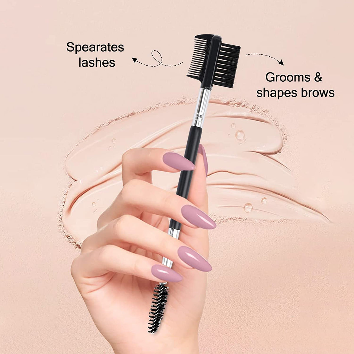 Triple-Head Eyebrow and Eyelash Shaping Tool with Dual-Head Comb and Brush
