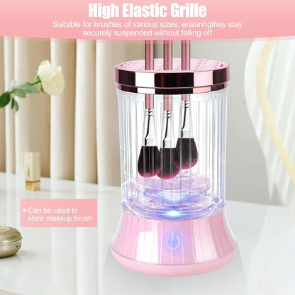 Electric Makeup Brush Cleaner Machine - USB-Powered Automatic Spinner with Dual Cleaning Modes, Portable Deep Cleaning Solution for Cosmetic Brushes, Pink