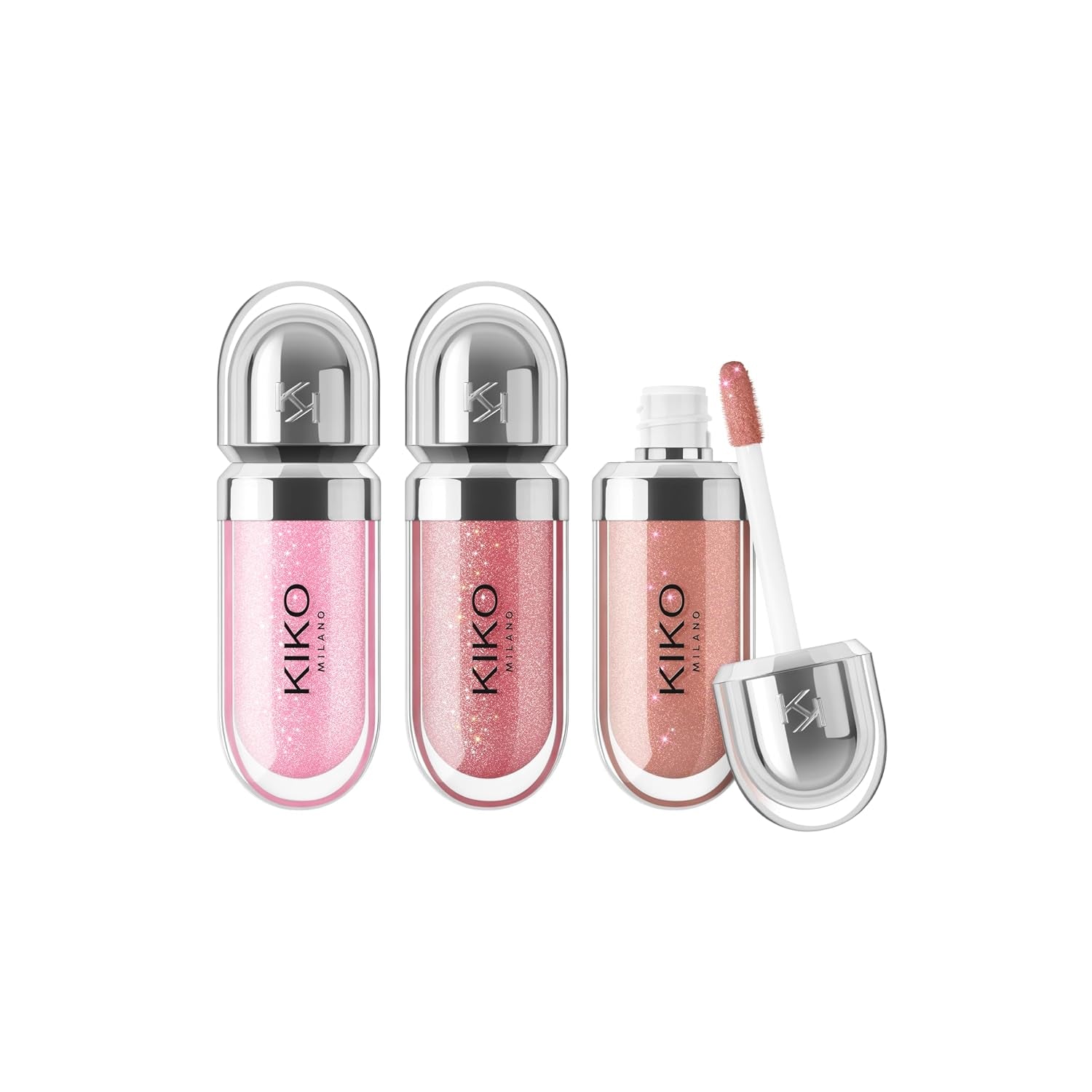 Kiko Milano Mini Glossy Lip Set: Trio of Hydrating Lip Glosses with 3D Volume Effect