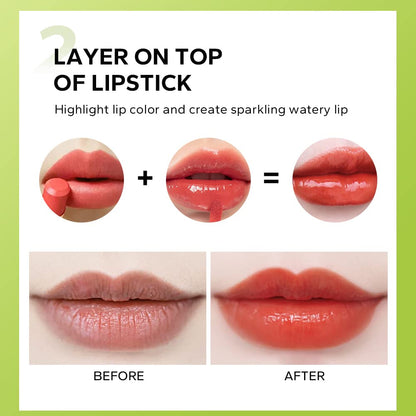 Beauty Glazed Lip Oil with Big Brush Head, Ultra-Hydrating and Nourishing Formula, Smooth Glossy Finish, Shiny Vegan Tinted Gloss, Non-Sticky (102# KISSY)