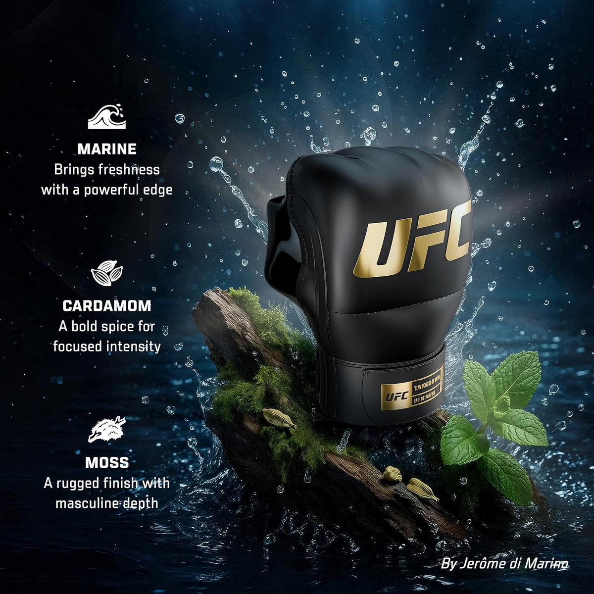 UFC Takedown - Cologne for Men - Long Lasting Marine Amber Scent - Perfume for Men with Mint Pepper Patchouli Notes in UFC Glove Bottle - 3.4 Oz.