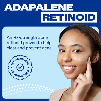 Adapalene 0.1% Retinoid Acne Treatment Gel, Fragrance-Free, 15g Tube - Prescription Strength for Effective Acne Clearance and Prevention