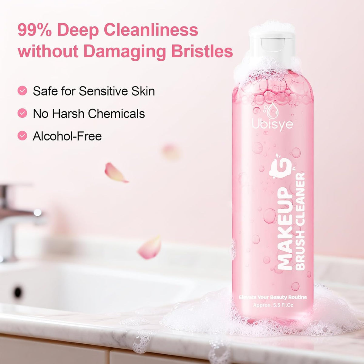 Professional Makeup Brush Cleaning Solution with Cleaning Mat - 2 Piece Set