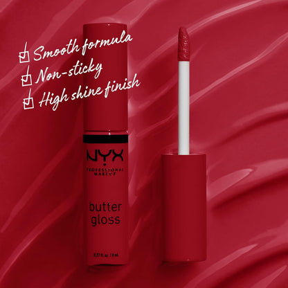 NYX Professional Makeup Butter Gloss - Non-Sticky Lip Gloss in Rocky Road (Wine)