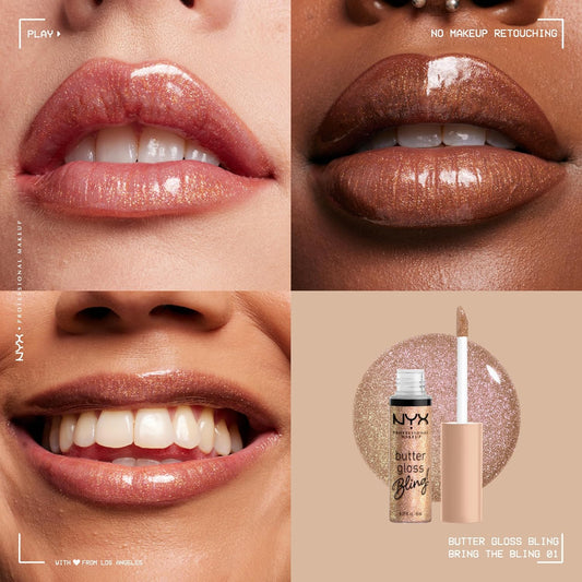 NYX Professional Makeup Butter Gloss Bling - Non-Sticky, Shiny Vegan Lip Gloss for a Radiant Finish