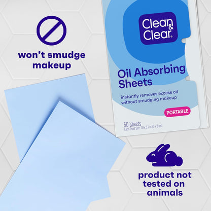 Clean & Clear Essentials Oil Absorbing Sheets, 50 Count, Pack of 3