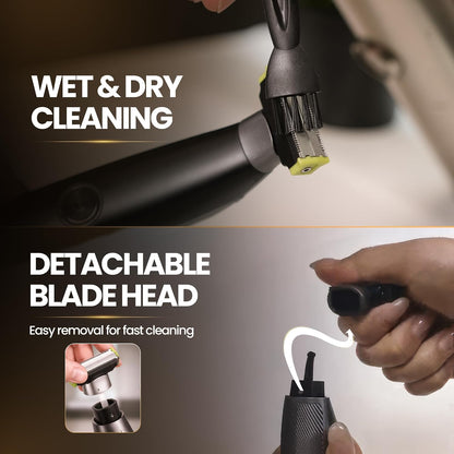 Men's Electric Body Hair Trimmer - Versatile Grooming Tool for Pubic, Beard, Chest, and Sensitive Areas with Skin-Safe Dual Blades, Waterproof Design, Rechargeable USB-C, and Three Combs