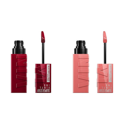 Maybelline Super Stay Vinyl Ink Longwear Liquid Lipcolor - Royal Deep Wine Red & Charmed Pink, 0.14 Fl Oz