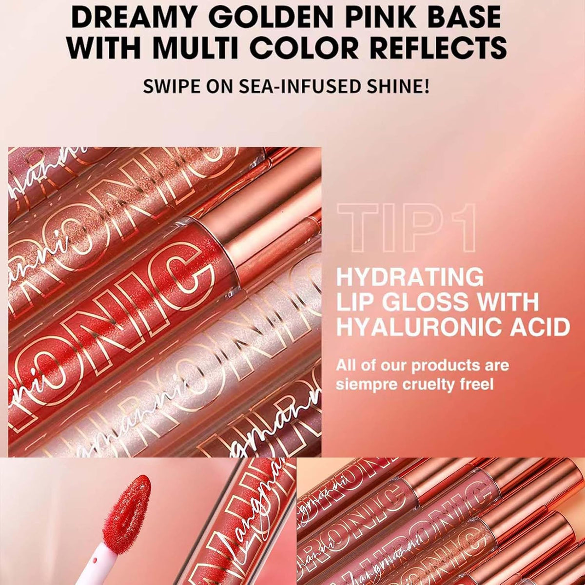 Nude Brown Plumping Glitter Lip Gloss for Women - High Pigment, Long-Lasting, Moisturizing Formula with Natural Oil Shimmer (Shade 02)