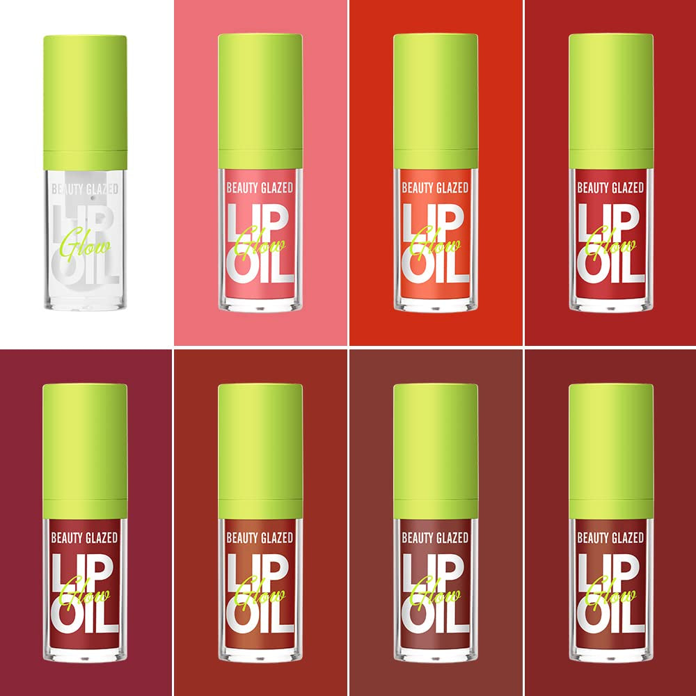 Beauty Glazed Lip Oil with Big Brush Head, Ultra-Hydrating and Nourishing Formula, Smooth Glossy Finish, Shiny Vegan Tinted Gloss, Non-Sticky (102# KISSY)