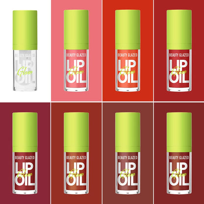 Beauty Glazed Lip Oil with Big Brush Head, Ultra-Hydrating and Nourishing Formula, Smooth Glossy Finish, Shiny Vegan Tinted Gloss, Non-Sticky (102# KISSY)