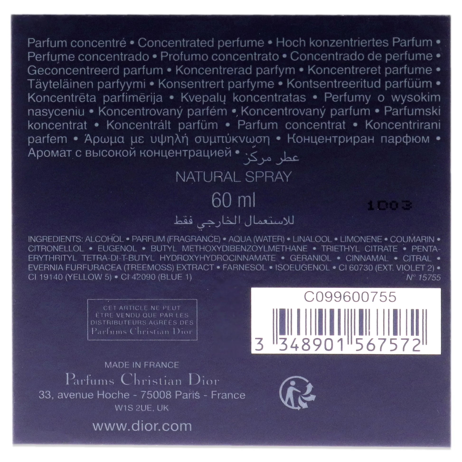 Christian  Sauvage Elixir Eau de Cologne Spray, 2 oz