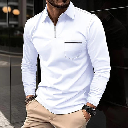Men's Long Sleeve Zip Collar Shirt