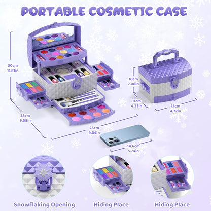 56-Piece Children's Makeup Set, Washable Real Cosmetic Kit for Toddlers