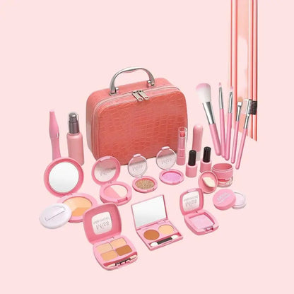 Deluxe 22-Piece Girls' Pretend Makeup Set - Creative Cosmetic Storage Bag with Realistic Accessories for Imaginative Play