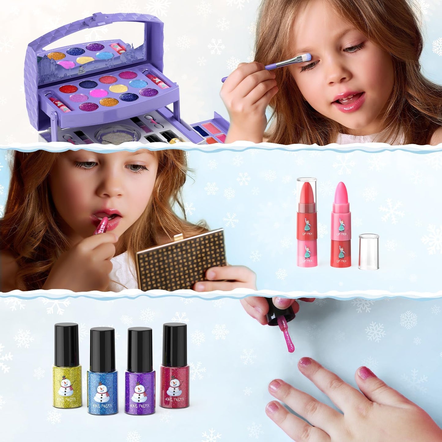 56-Piece Children's Makeup Set, Washable Real Cosmetic Kit for Toddlers