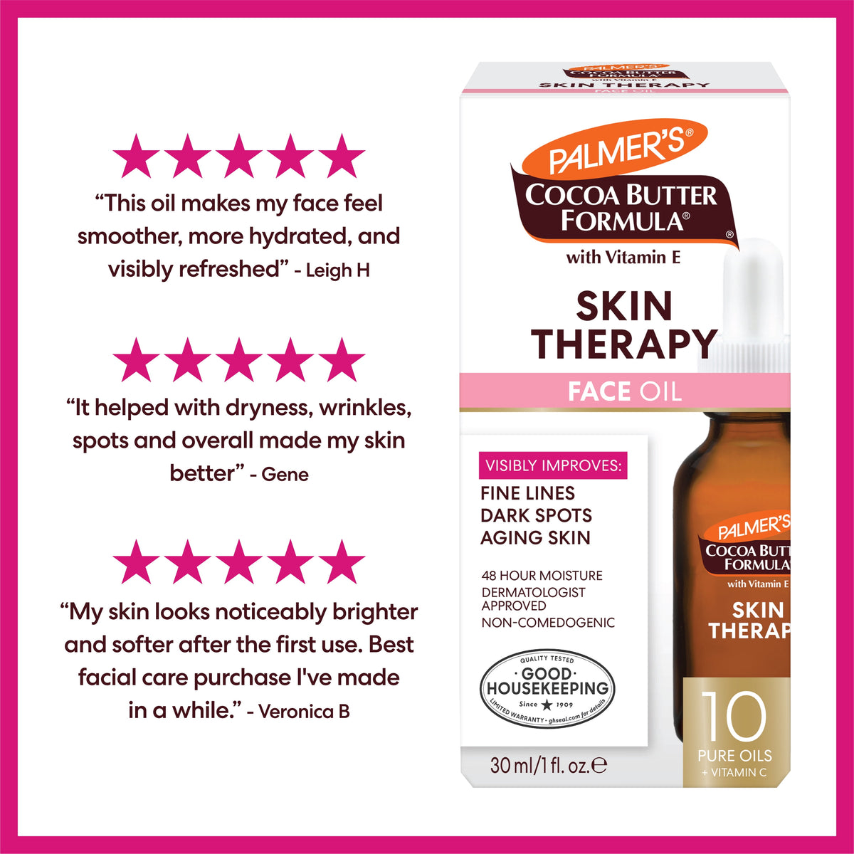 Cocoa Butter Formula Rosehip Fragrance Skin Therapy Oil for Face with Vitamin C and Retinol, 1 Fl Oz