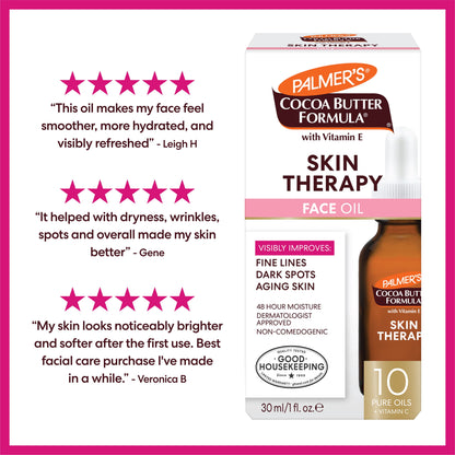 Cocoa Butter Formula Rosehip Fragrance Skin Therapy Oil for Face with Vitamin C and Retinol, 1 Fl Oz