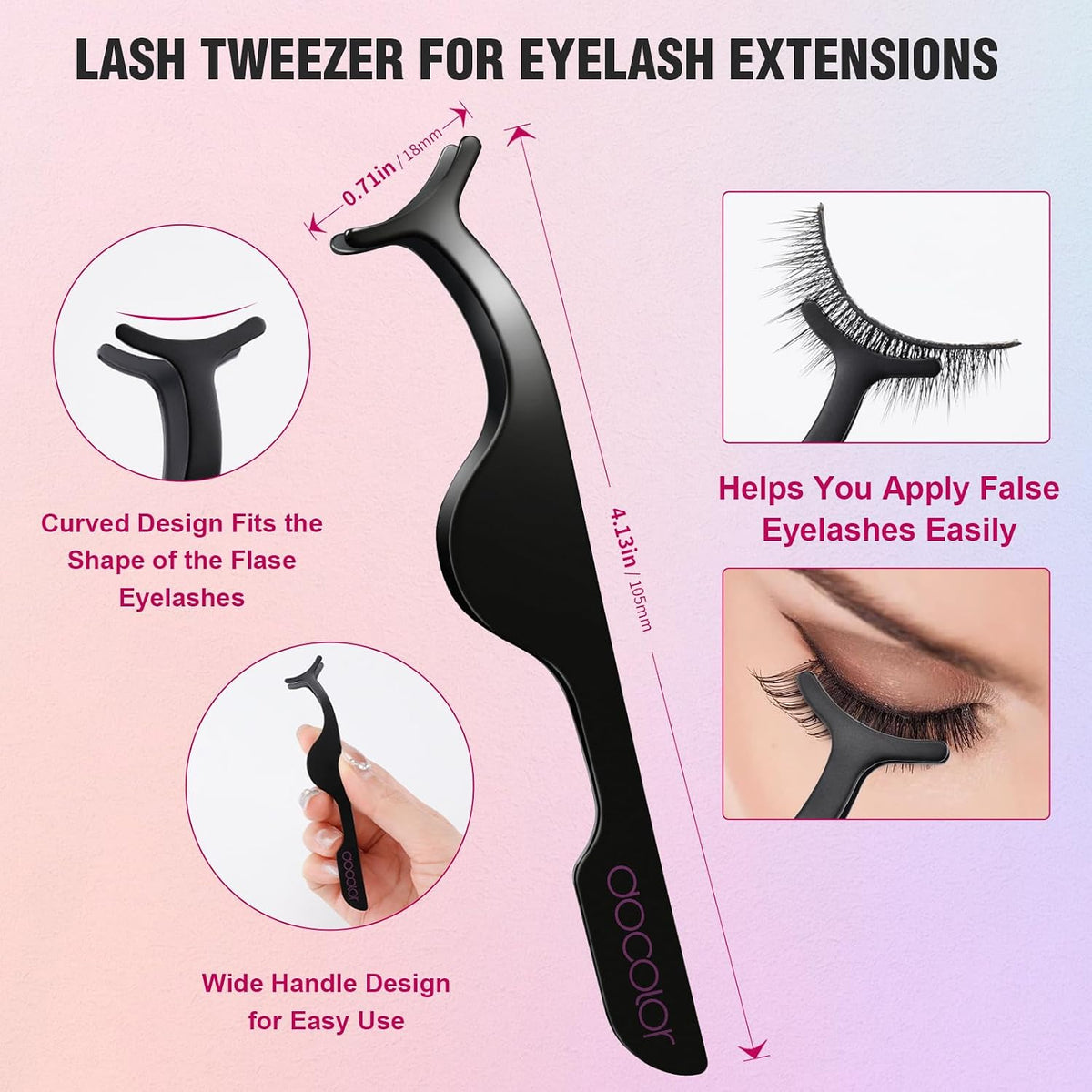 Docolor 5-in-1 Eyelash Curler Kit with Eyelash Comb, Fan Mascara Brush, Tweezers, Eyebrow Brush, and 6 Replacement Pads
