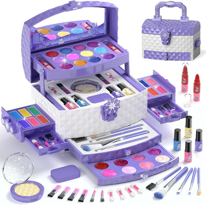 56-Piece Children's Makeup Set, Washable Real Cosmetic Kit for Toddlers